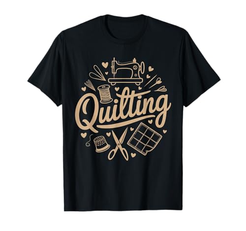 Quilting Typography Design with Sewing Machine and Craft T-Shirt