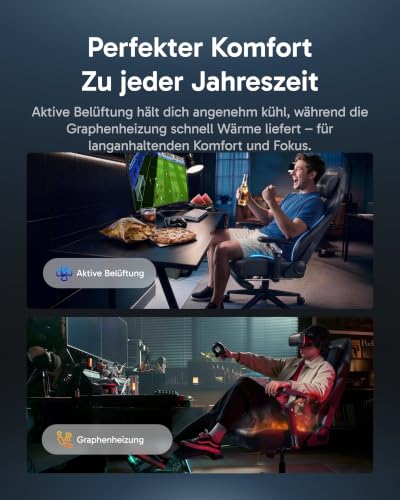 AutoFull M6 Ultra 2.0 Gaming Stuhl mit dynamischer Lordosenstütze, Kühlung und Heizung, Dual-Zonen-Massage, 160° Rückenlehne, Fußstütze… – Ansicht 5