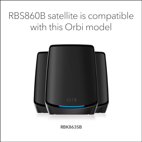Image of NETGEAR Orbi Tri-Band WiFi 6 Mesh Add-on Satellite (RBS860B) - Works with Orbi RBK863SB - Adds Coverage up to 2,700 sq. ft. - AX6000 (6Gbps) - Black