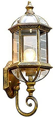 Lampe en aluminium et verre dorée de style lanterne extérieure haut de gamme