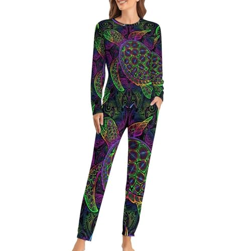 Ensemble de pyjama femme mandala tortue avec t-shirt et pantalon