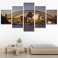 SIGNWIN 5 Panel Canvas Wall Art Modern Art Cityscape Contemporary Expressive Multicolor Photography Places for Home Decorations Ready to Hang - 60