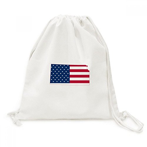 Sac ficelle en toile Kansas USA drapeau américain pour de courts trajets