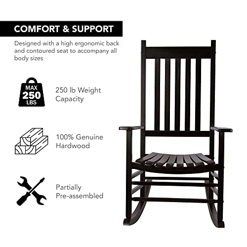 Shine Company 4332BK Vermont Porch Rocker, High Back Wood Rocking Chair thumb #3