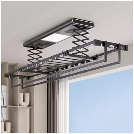 Electric Ceiling Clothes Dryer with Remote Control, Aluminium & Steel, Space-Saving Motorized Drying Rack, Adjustable Height, 35kg Capacity for Balcony, Laundry, Indoor Use