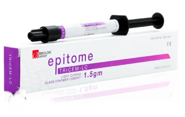 Brulon epitome Tricem LC 1.5gm light cure Glass Ionomer cement composite for linning and base material dental use