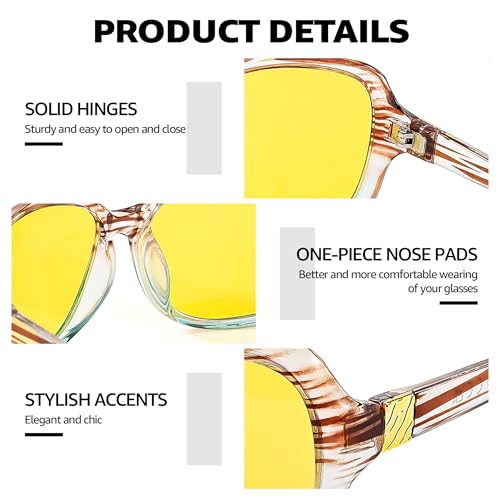 SIPHEW Night Driving Glasses for Women, Anti Glare Polarized Yellow Lens Night Vision Glasses for Nighttime/Rainy/Foggy.4