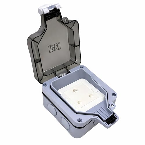 Image of MX Waterproof 3-Pin Indian Socket 16A 250V Outdoor Power Socket Box IP66 Single Weatherproof Electric Outlet - Garden, Patio, Balcony, Home, Hotel