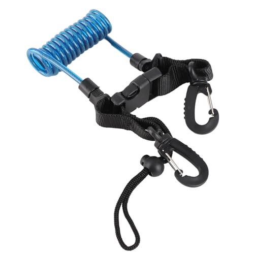 equlup Diving Lanyard, Professional Quick Release Buckle Diving Safety Cord Rope Retractable Coil Lanyard for AR15 M4 Underwater Camera Dive Light (Blue)