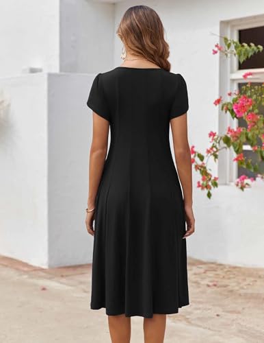 Zeagoo Womens Casual Dresses for Summer Short Sleeve Flare Midi Dress Loose Flowy Beach Sundress4