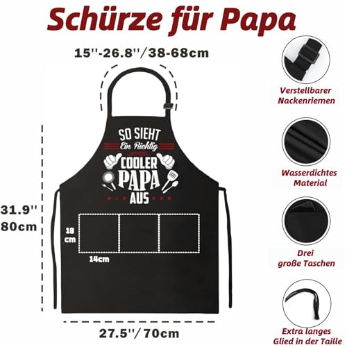 Jbniuay Papa Geschenk - Vatertagsgeschenk Kochschürze Papa Geschenk Schürze für Papa Grillschürze Verstellbare Backschürze Geschenk für Geburtstag, Weihnachten Vatertag (Papa Geschenk)