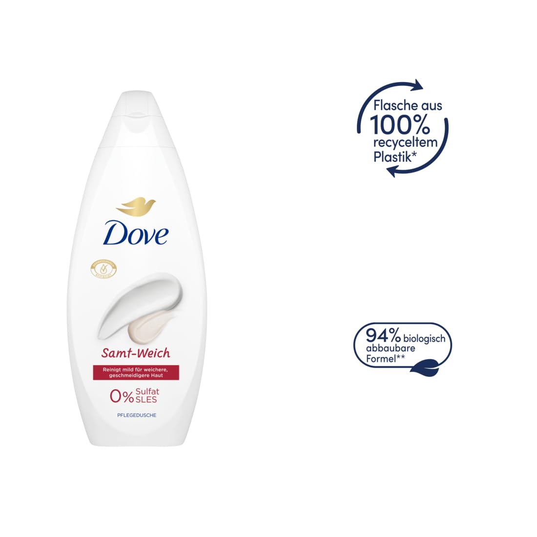 Dove żel pod prysznic, aksamitny, miękki, pielęgnujący żel pod prysznic z dermatologicznie potwierdzoną formułą dla bardziej miękkiej i gładkiej skóry, 250 ml