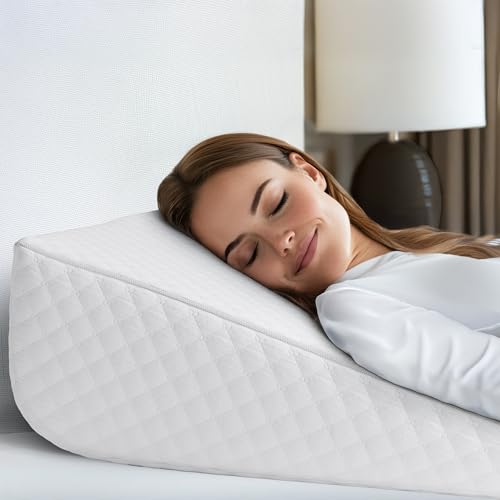 Bed Wedge Pillow Unique Curved Design for Multi Position Use | Memory Foam Wedge Pillow for Sleeping | Works for Back Support, Leg, Knee | Includes Bamboo Cover Plus Extra Sheet (Small - 7.5 Inch)