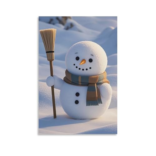 Toile murale à suspendre pour habiller un mur vide decoration bonhomme de neige sans cadre