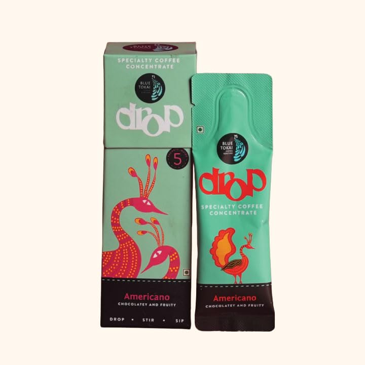 Image of Blue Tokai Coffee Roasters Drop Americano | Liquid Coffee Concentrate | 100% Arabica | Ready to Use Coffee | Hot or Cold | Pack Of 5 Sachets | 20ML Each | Instant Coffee | Specialty Coffee Concentrate