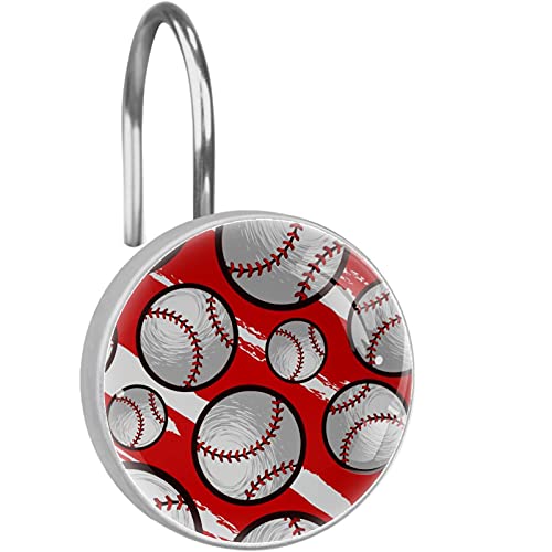 Crochets rideau de douche baseball lot de 12 en acier pour éviter la rouille