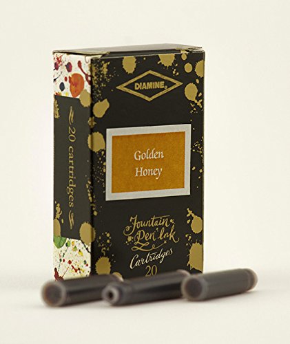 Cartouches d'encre Diamine Golden Honey pour stylo plume, boîte de 20 pièces