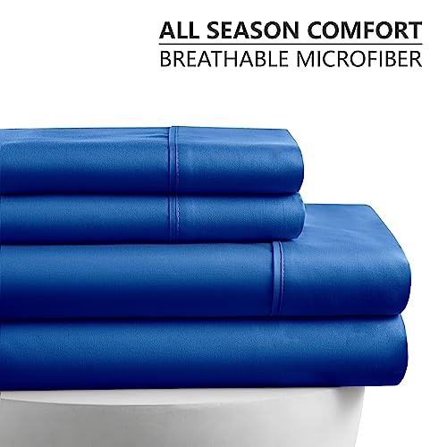 American Home Collection 4 Piece Full Size Bedding Sheets and Pillowcases Set - Ultra Soft Microfiber - Breathable, Wrinkle Free, Easy Care, Durable, Oeko-Tex Certified Sheet Set (Full, Snorkel Blue)