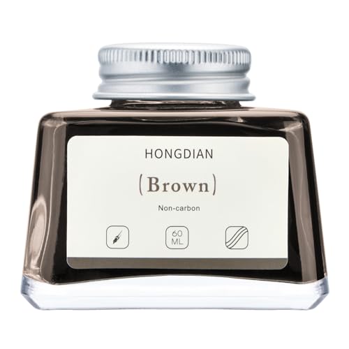 Image of Asvine Hongdian Fountain Pen Bottled Ink Brown, 60ml Fountain Pen Ink Bottled for Writing and Calligraphy, Non Carbon