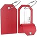 Shacke Luggage Tags with Full Back Privacy Cover w/ Steel Loops - Set of 2 (Red)