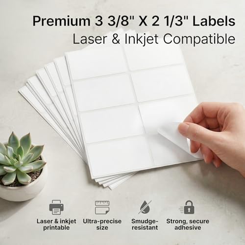 2 1/3" X 3 3/8" Matte White Printable Labels (500 Sheets, 4000 Stickers) Name Tag Stickers, Address and Shipping Labels for Laser & Inkjet Printers - Spartan Industrial Template R013 by Spartan Industrial - Image 3