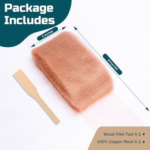 copper mesh rodent control 5in x 30ft rustproof pure copper mesh roll for slug snail mice control ideal for blocking holes in walls vents plus packing tool for easy installation