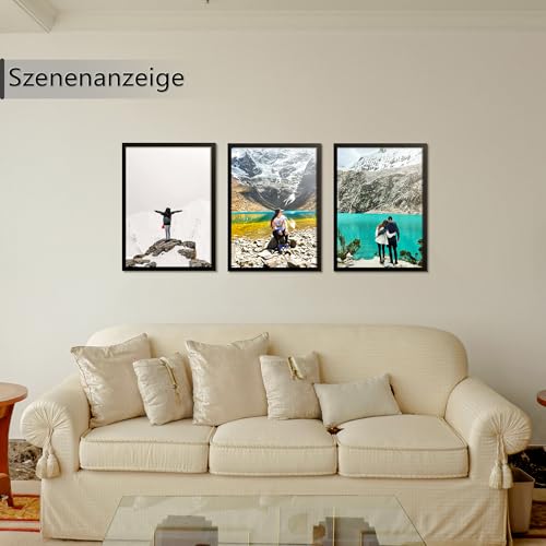 Tinkeps 3er Pack Bilderrahmen A3 (29,7x42 cm) Schwarz, Bilderrahmen Hergestellt aus Holzwerkstoff, Rahmen A3 Ideal für Fotos, Bilder, Poster