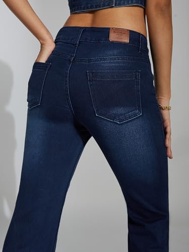 Image of Miss Chase Women's Skinny Fit High Rise Regular Length Stretchable Denim Jeans (MCSS25DEN82-81-354-38, Prussian Blue, 38)