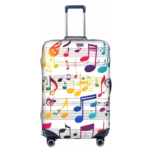 Colorful Music Notes print Anti-scratch Luggage Cover, Luggage Protective Case, Washable Luggage Cover
