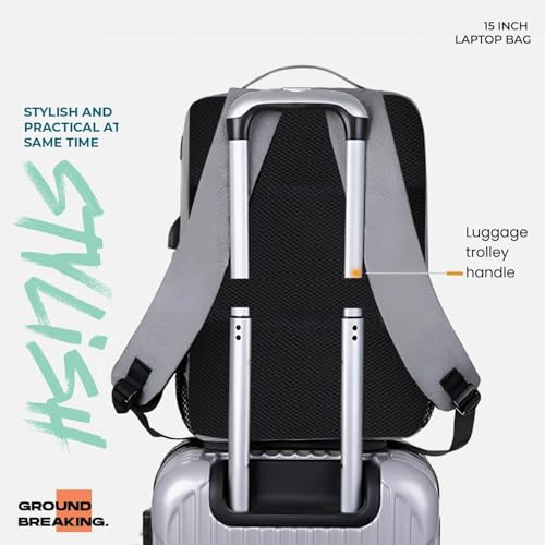 Image of Dyazo 15.6 inch Slim Laptop Backpack | 30L Business Notebook Computer Bag | Water-Resistant Laptop Bag | Suitable for Office College, School Men & Women (Grey)