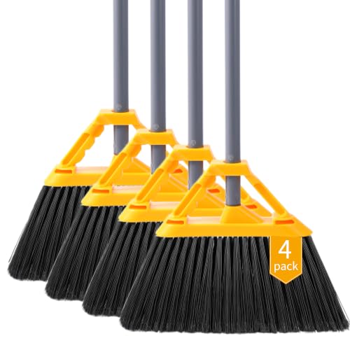 4 Pack Heavy Duty Commercial Broom, Indoor/Outdoor Broom for Floor Cleaning by OFO CHANGE YOUR LIFE - Used condition - US$31.79