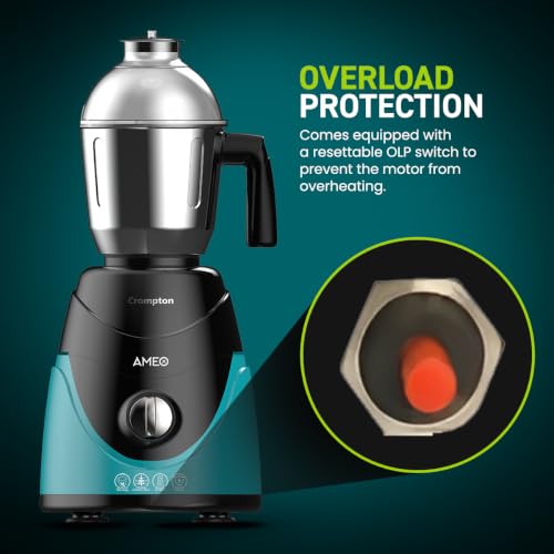 Image of Crompton Ameo 750W 5 Jar Mixer Grinder | Easy to Clean Special Grind and Store Jars | Powertron Motor | Brand Warranty: 2 Years on Motor & 1 Year on Product