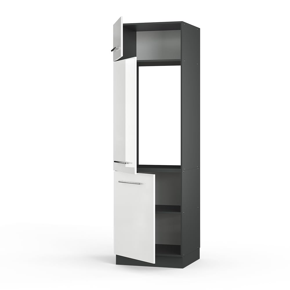 Vicco Armario para frigorífico Empotrado Fame-Line Blanco Alto Brillo 60 cm | para combinar con otros módulos de la serie Fame-Line