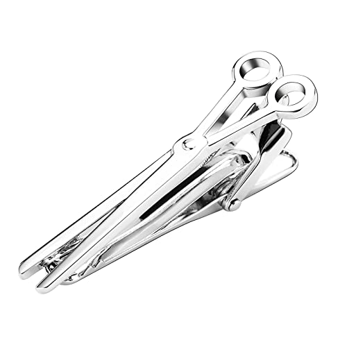 Skcess Silver Tie Clips for Men Unique Stainless Steel Tie Clip, Scissors Tie Clip for Men Jewelry Gift for Men