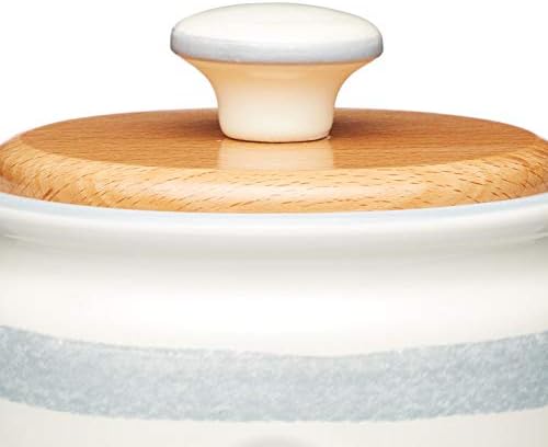 KitchenCraft Classic Collection Striped Ceramic Tea Caddy, 800 ml (28 fl oz) - Cream