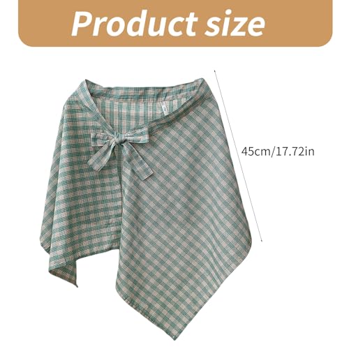 Women Layering A Line Half Wrap Skirt Checkered Decorative Hip Scarf Hip Covering Lace Up Asymmetrical Short Apron Skirt Green4