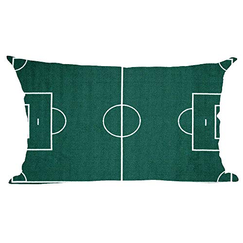 Ramirar Green Football Field Gift for Sports Lover Decorative Lumbar Throw Pillow Cover Case Home Living Room Bed Sofa Car Cotton Linen Rectangular 12 x 20 Inches