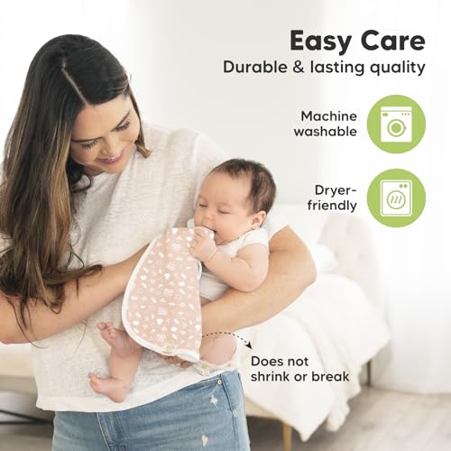 Image of 5-Pack Muslin Burp Cloths Baby Boy, Girl - Very Absorbent Baby Burp Cloth Rags, 8-Layers Viscose Derived from Bamboo Cotton Muslin Towel, Super Soft Spit Up Rags, No Shrink Washcloths (Fleur)