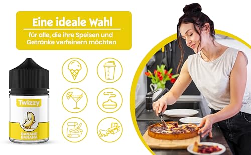 Twizzy Banane Lebensmittelaroma -60ml- Intensives Aroma – Ideal zum Backen, in Lebensmitteln & Getränken, auch für Vernebl., Nebelm., uvm – Bild 5