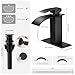 RNDIOZD Matte Black Bathroom Faucets, Waterfall Bathroom Sink Faucet Modern Single Handle Bathroom Faucte 1 or 3 Hole, RV Mixer Tap Vanity Faucet - Includes Pop-up Drain Supply Hoses Deck Plate