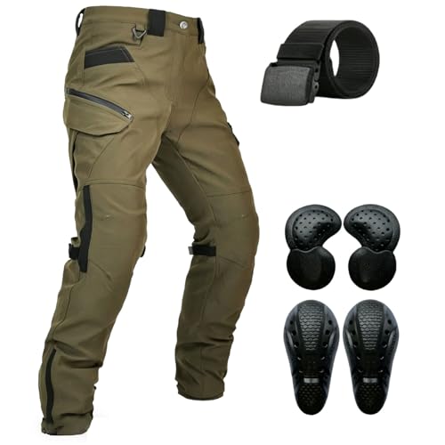 Ekon Motorcycle Riding Pants– Bike Pants Abrasion-Resistant & Breathable Summer Overpants, Light Water Resistant (US, Alpha, Medium, Regular, Regular, Green)