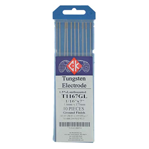 CK T1167GL 1.5% Lanthanated Tungsten Electrode 1/16" X 7", 10 Pack