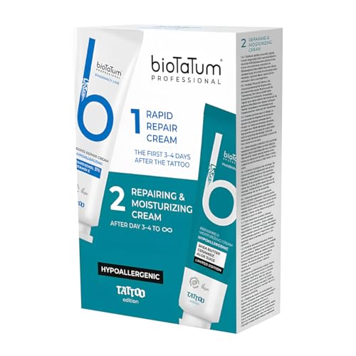 BioTaTum Tattoo Aftercare Duo Set – professional tattoo care set – Rapid Repair Cream and Repairing & Moisturizing Cream | Crema per Tatuaggi | Cura Tatuaggio | Tattoo Aftercare