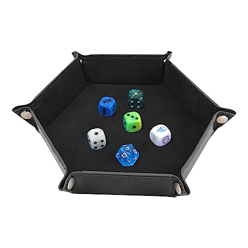 TROONZ Almacenamiento para Dados | Soporte Cuero PU y Alfombrilla para Dados | Bandeja Hexagonal para Dados y Almacenamiento, Cuencos Almacenamiento Juegos Mesa portátiles [Video Game]