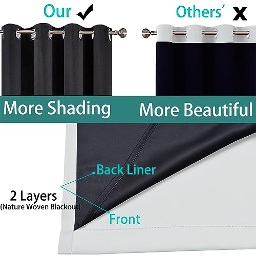 Image of Yakamok 100% Blackout Curtains 84 Inches Long, 2 Thick Layers Heat and Full Light Blocking Soft Thermal Insulated Drapes for Bedroom(52 inch Wide Each Panel, Greyish White, 2 Panels)