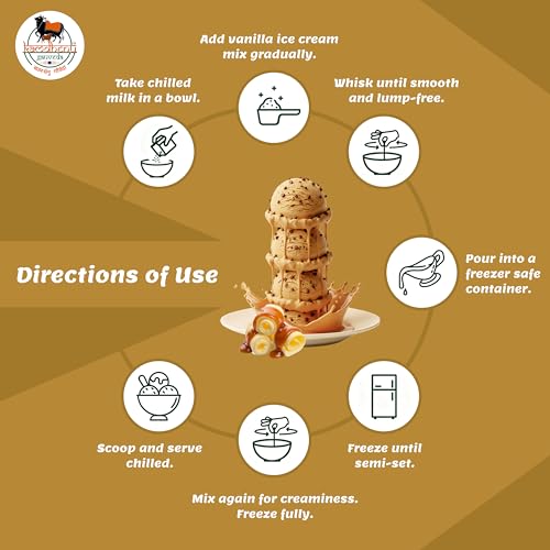 Image of Kamdhenu Gauveda Butterscotch Ice Cream Mix Powder 150g - Instant Homemade Butterscotch Ice Cream Premix | No Machine Needed | Eggless & 100% Vegetarian | Makes 500ml+ Soft Serve, Kulfi & Milkshake