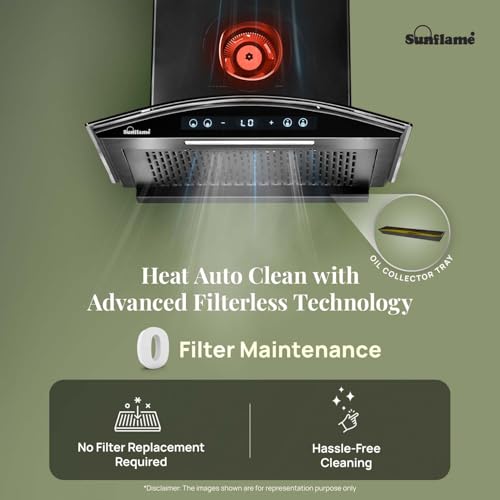 Image of Sunflame 60 cm BLDC Chimney with 1400 m /h suction | Low Noise Operation with Heat Auto Clean | 12 Year Motor Coverage | SF-RE60