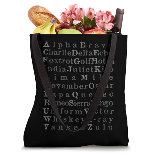 Bolso tote con alfabeto fonético internacional aviación y militar miniatura 4