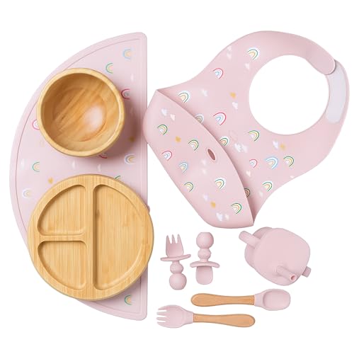Bamboo & Silicone 8 PCS Set (Pink)