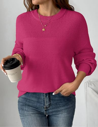 Zeagoo Women's 2025 Fall Chunky Knit Sweater Oversized Crewneck Long Sleeve Winter Cotton Pullover Sweaters Jumper Tops3